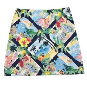 Talbots Petites Tropical Print A-Line Short Skirt 12 Summer Resort Tropical
